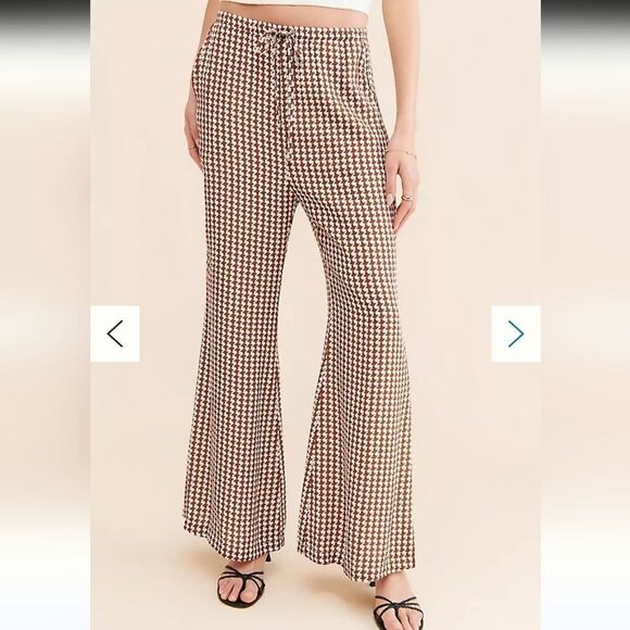 CHARLIE HOLIDAY LOLA HOUNDSTOOTH FLARE PANTS LINED SIZE XS/2 - Picture 3 of 12